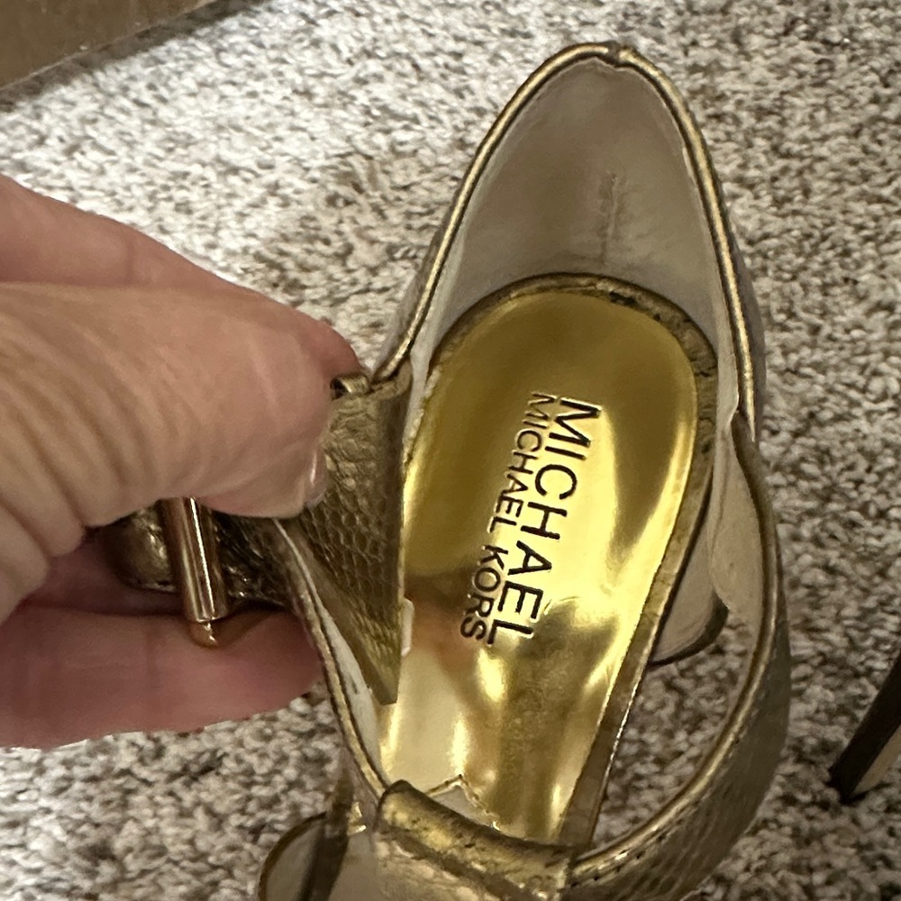 Michael Kors Metallic Gold Platform Heels - Picture 3 of 5